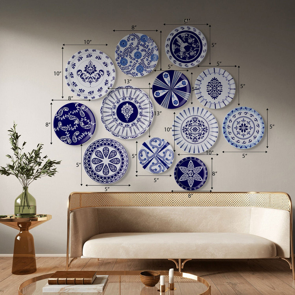 Elegant Blue Pottery cluster for Every Space Wall Plates Set of 12
