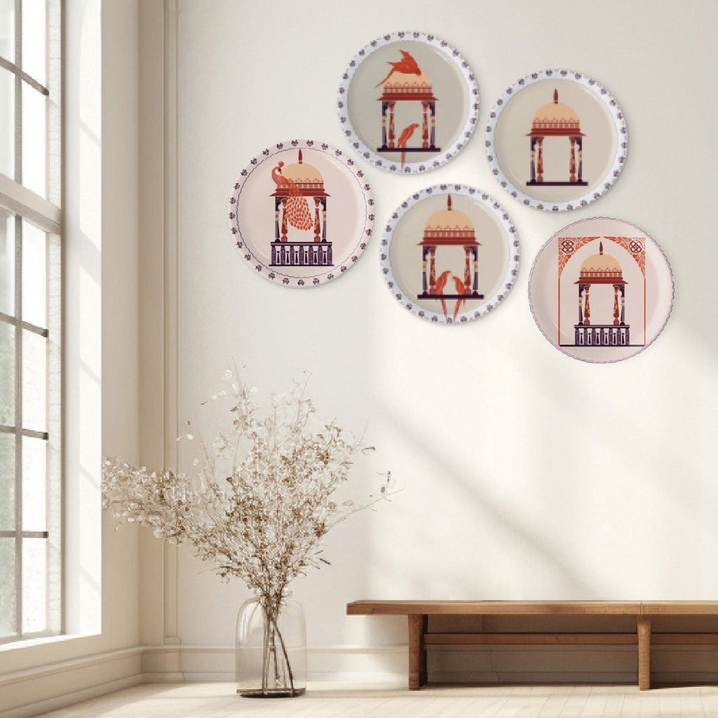 Harmony of Nature and Artistry collage plate Wall Playtes Set of 5