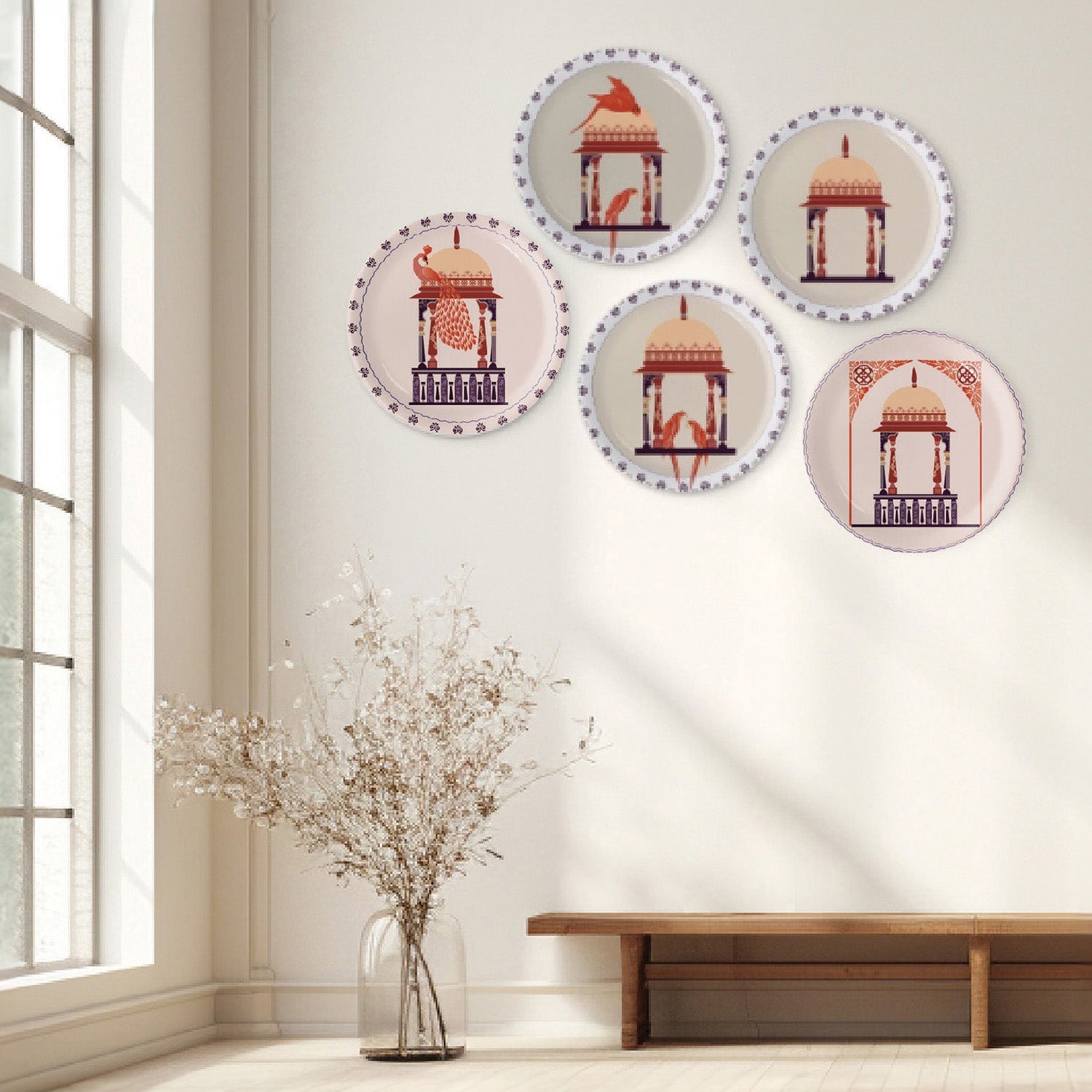 Harmony of Nature and Artistry collage plate Wall Playtes Set of 5