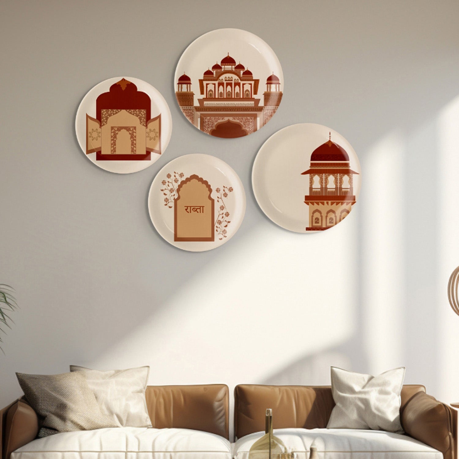 Opulence and Hospitality in Palaces collage porcelain Wall Plates Set of 4