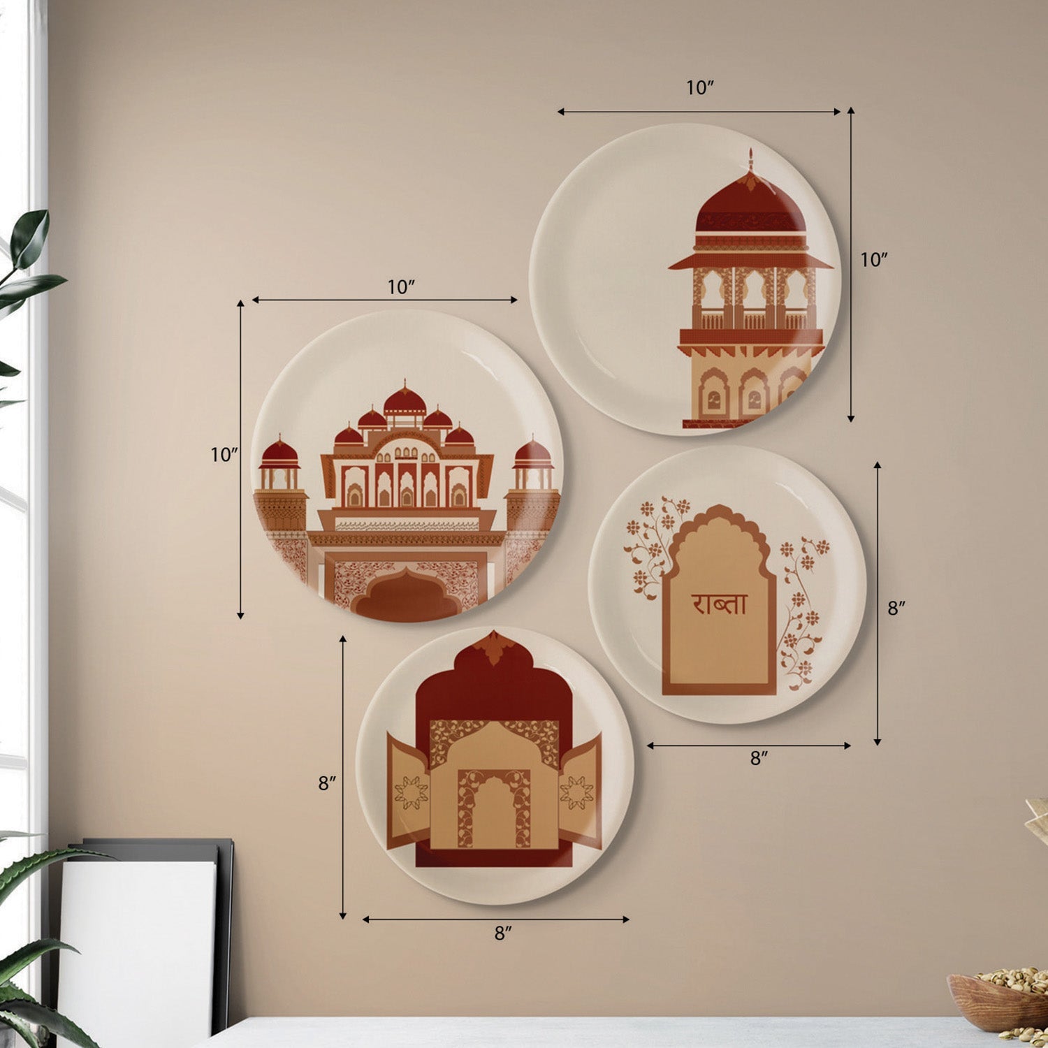 Opulence and Hospitality in Palaces collage porcelain Wall Plates Set of 4