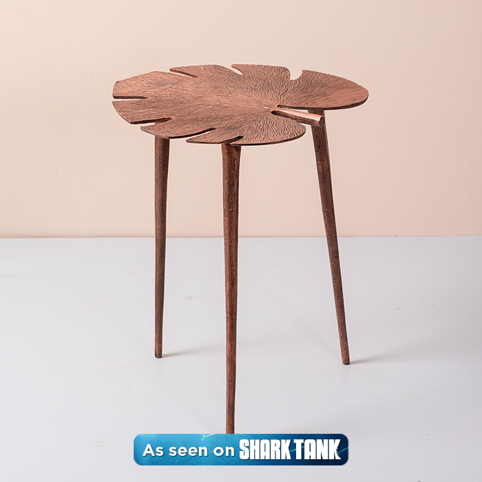 Cosmo Aluminium Leaf End Table in Copper Color