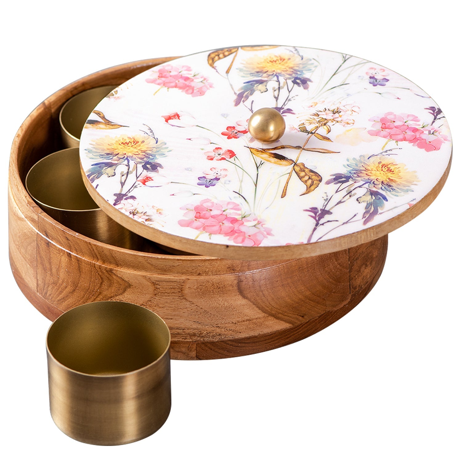 Allure Botanic Teak Wood Masala Box - Pink