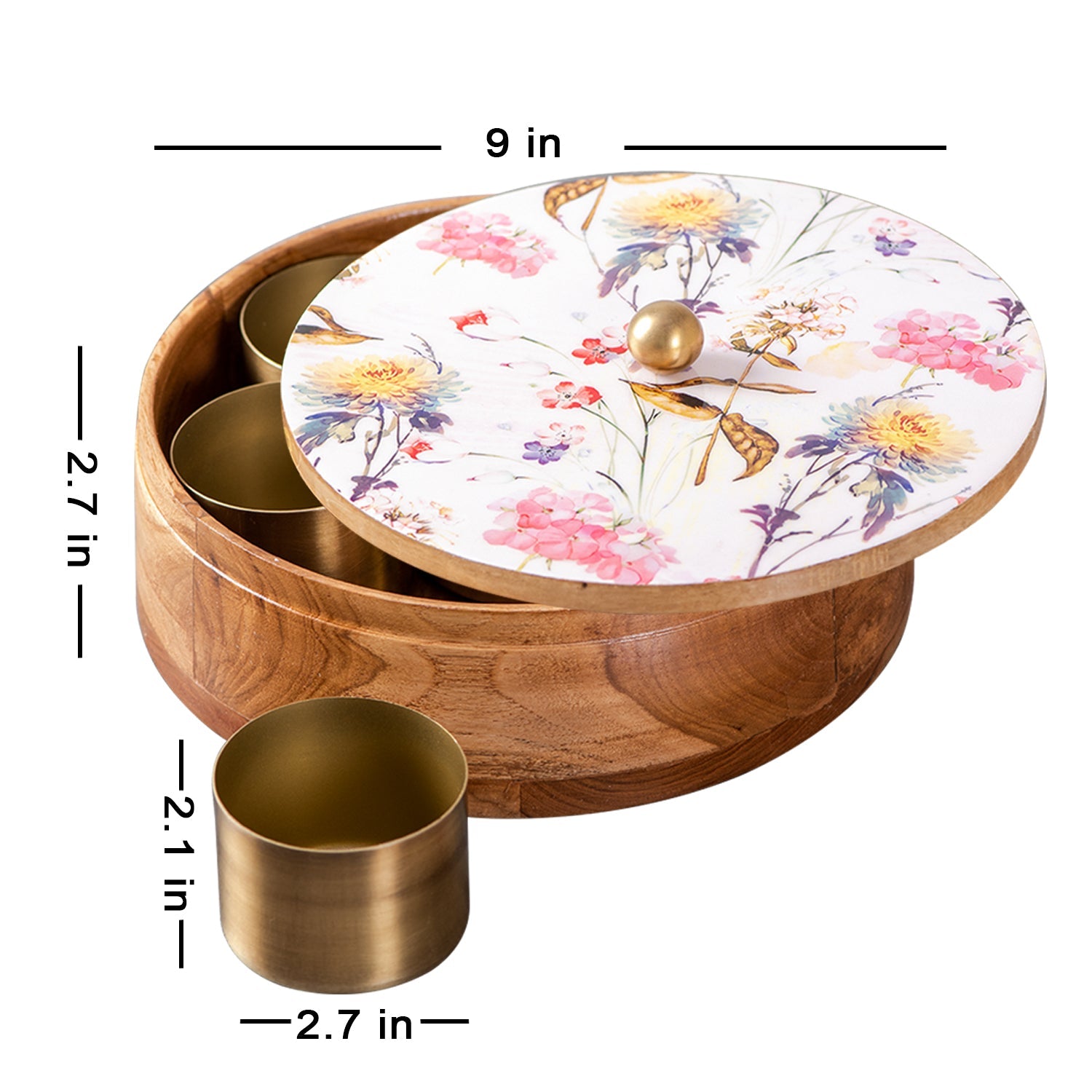 Allure Botanic Teak Wood Masala Box - Pink