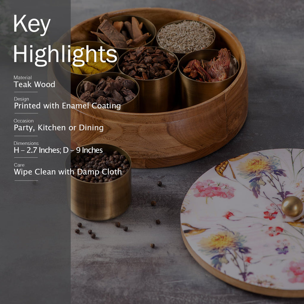 Allure Botanic Teak Wood Masala Box - Pink