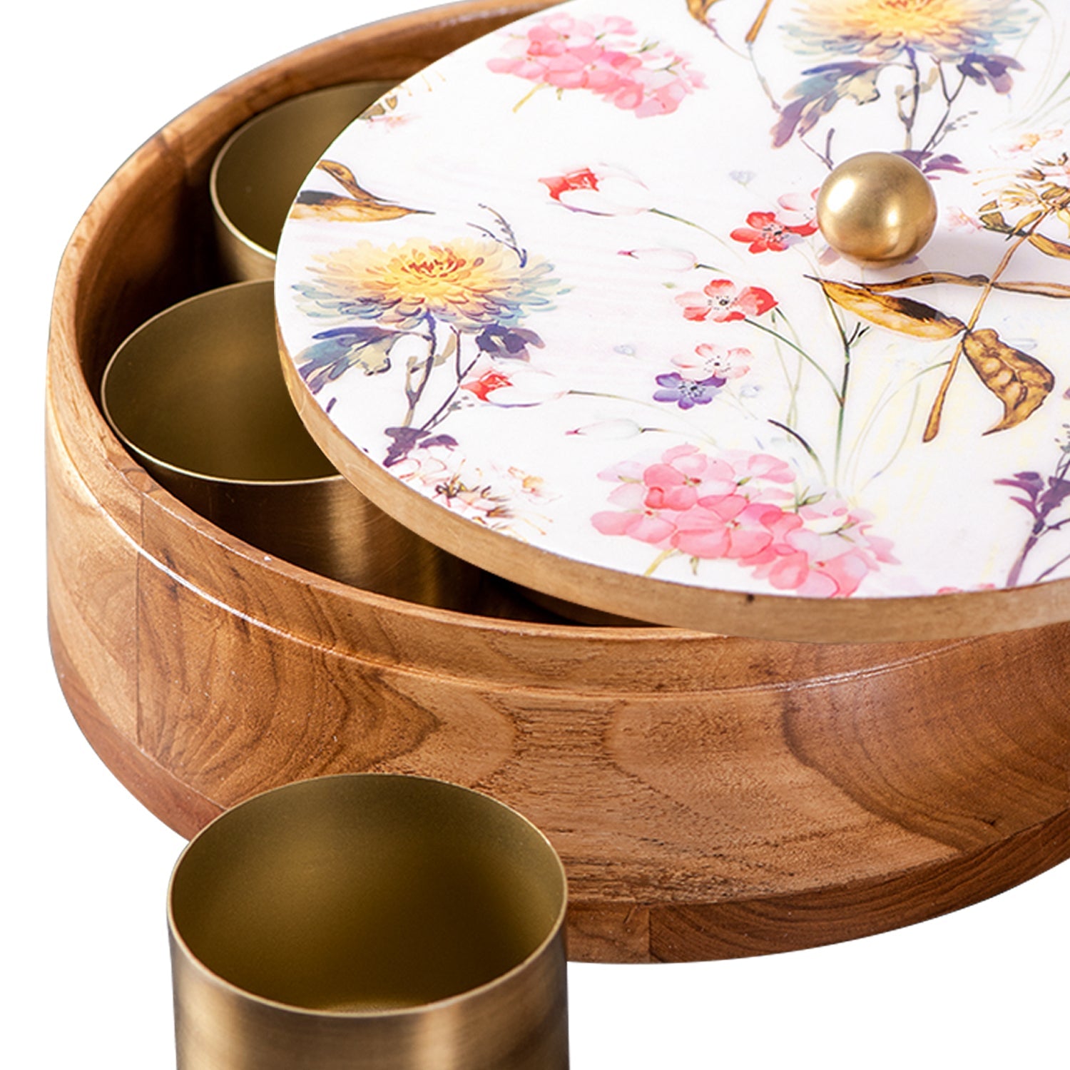 Allure Botanic Teak Wood Masala Box - Pink