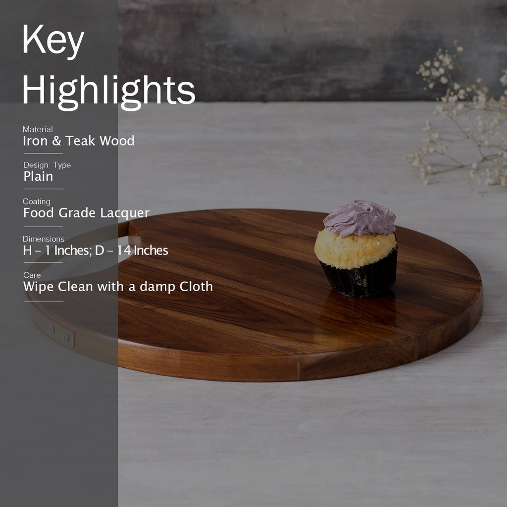 Inseparables Teak Wood Serving Platter Gold