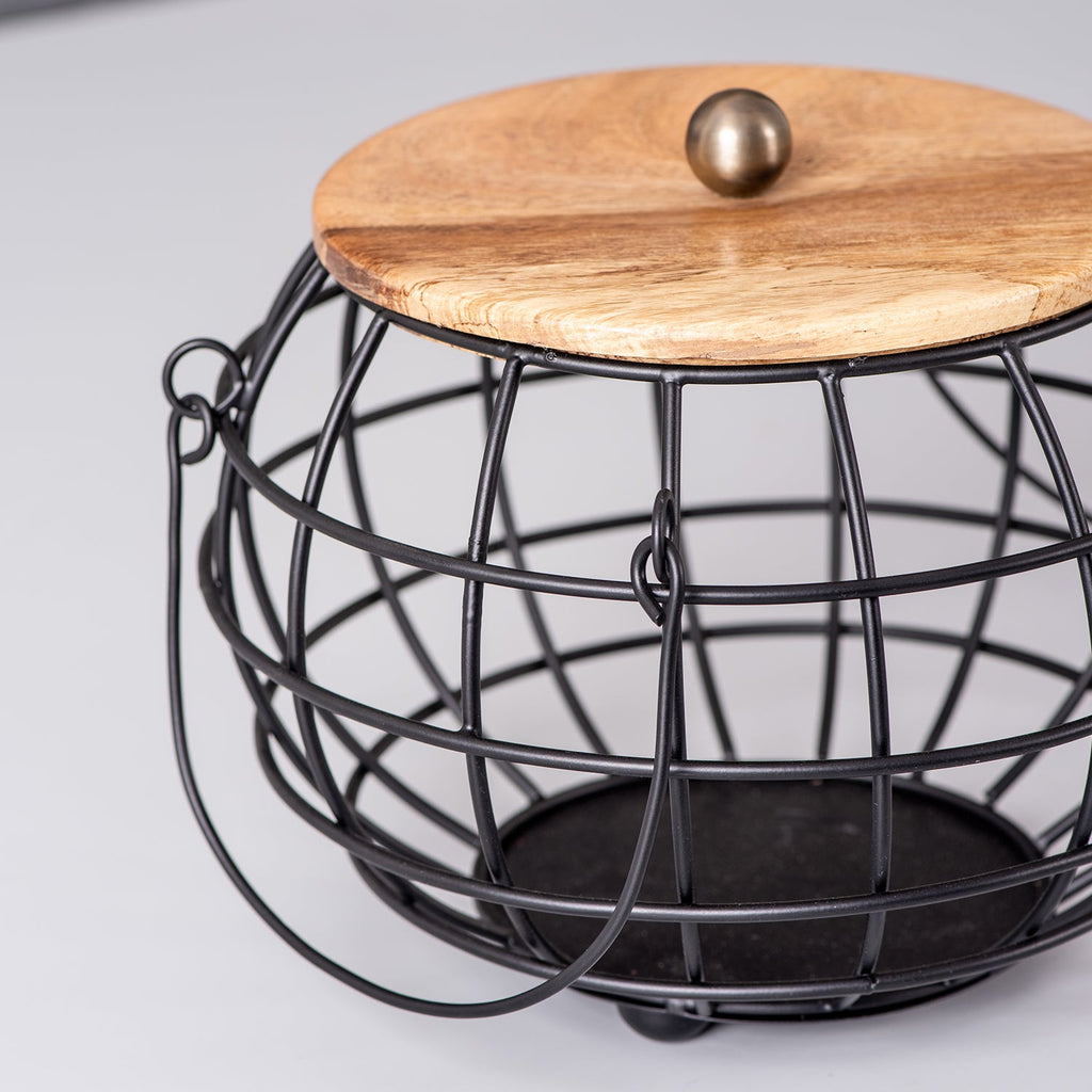 Cache wire basket with lid in Black Color