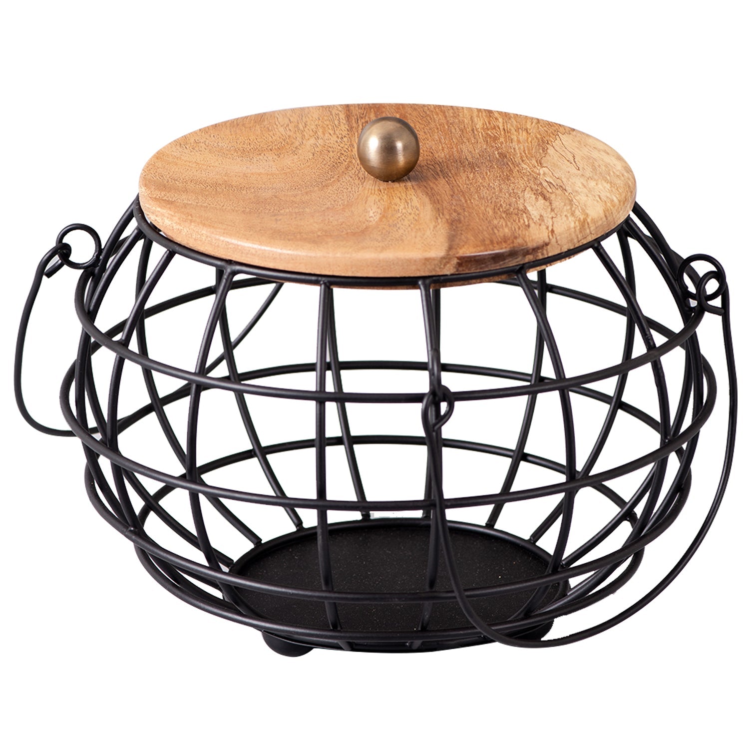 Cache wire basket with lid in Black Color