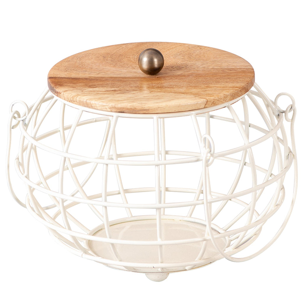 Cache wire basket with lid in White Color