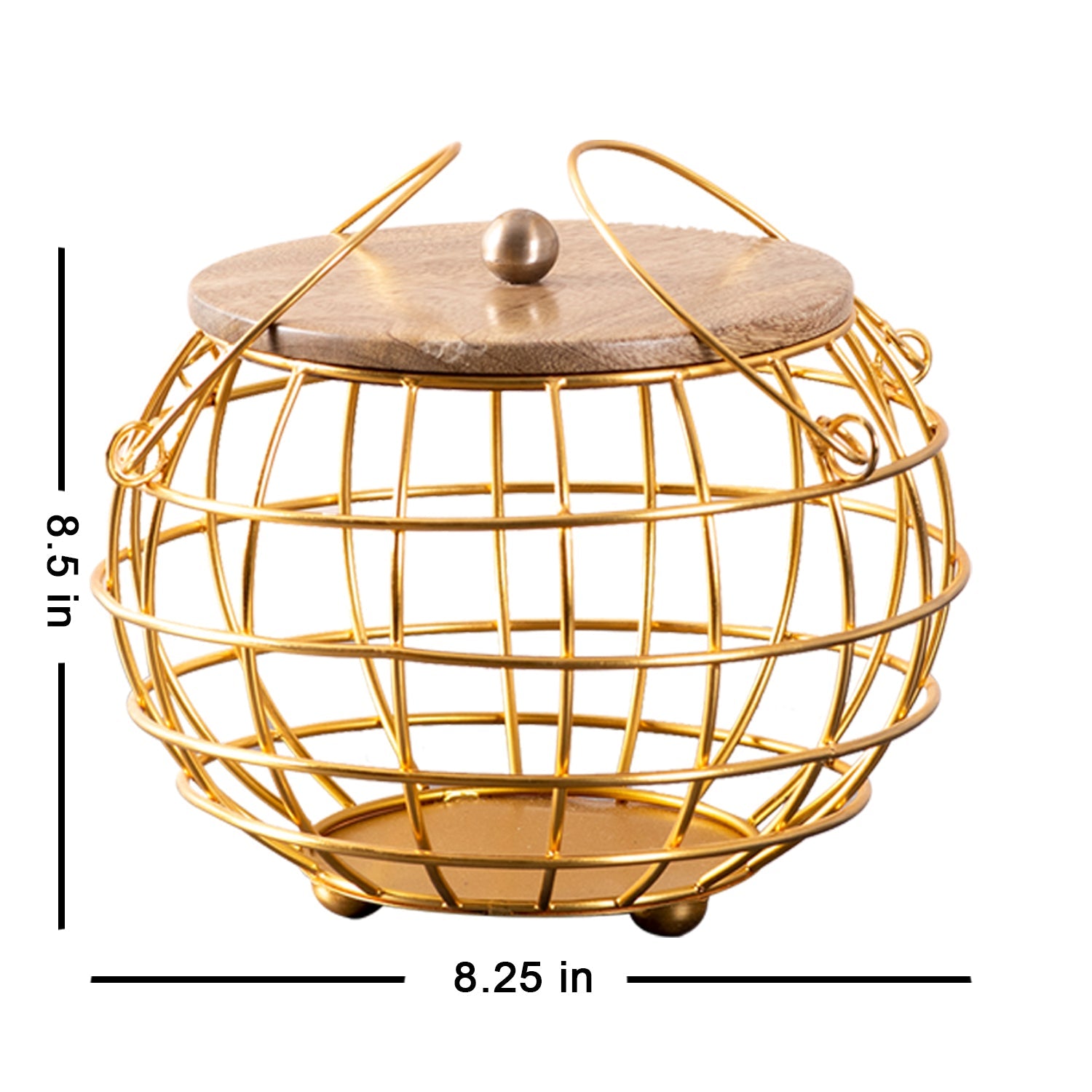 Cache wire basket with lid in Gold Color