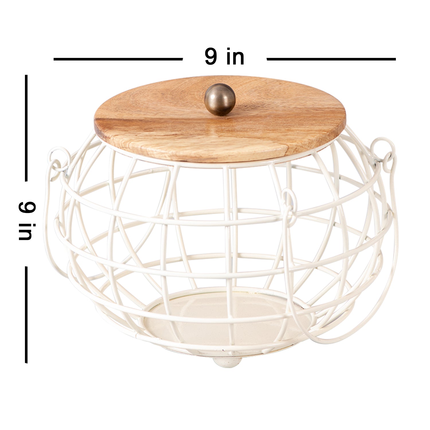 Cache wire basket with lid in White Color