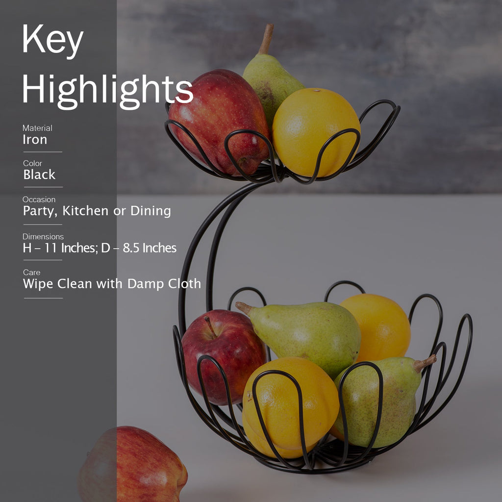 Cache tiered floral wire basket in Black Color