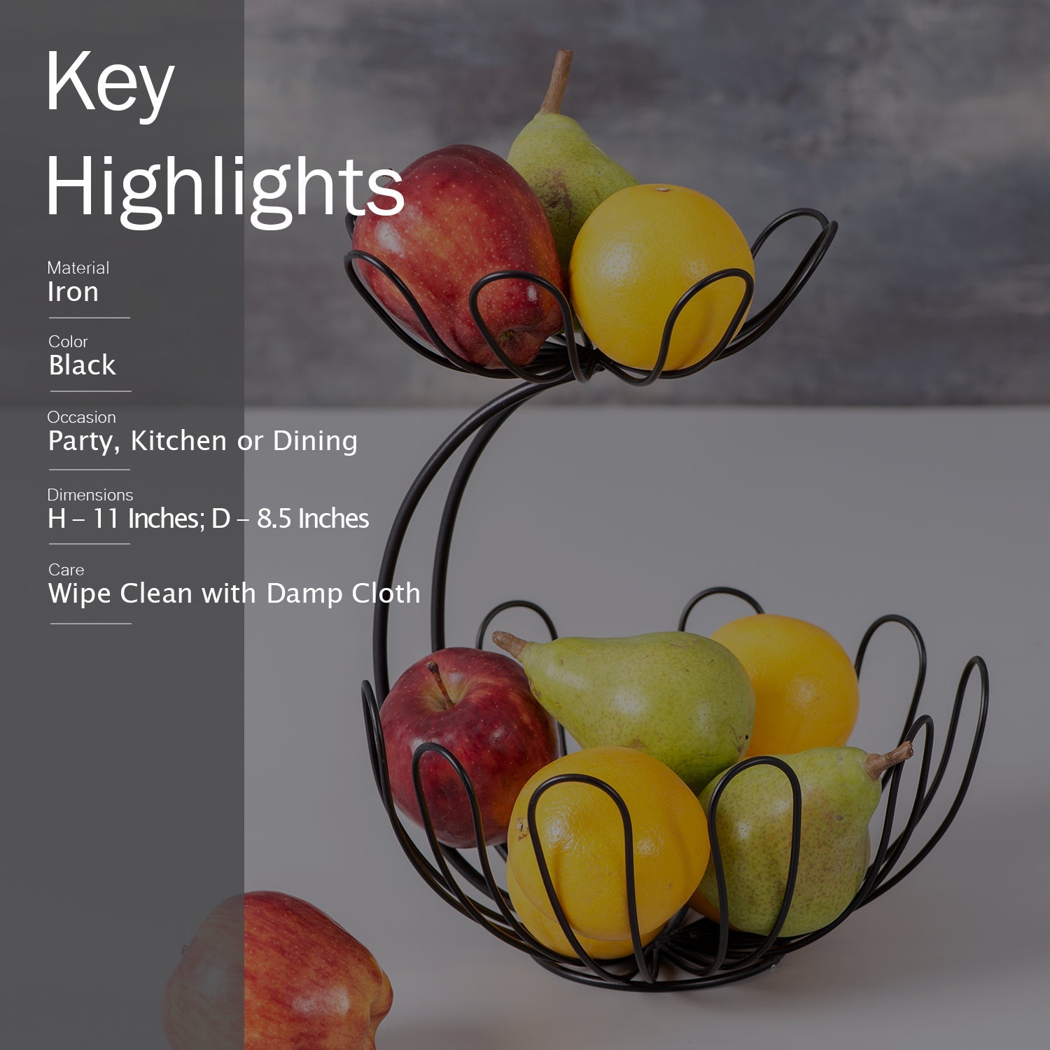 Cache tiered floral wire basket in Black Color