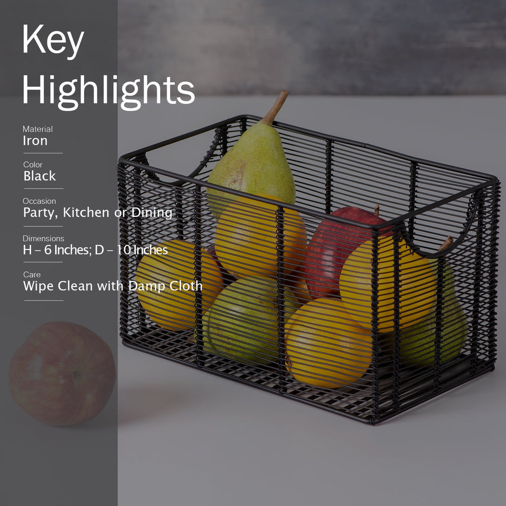 Cache rectangle wire basket in Black Color