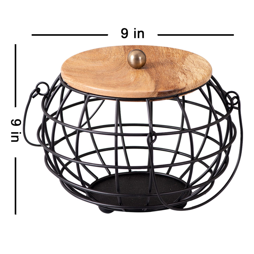 Cache wire basket with lid in Black Color