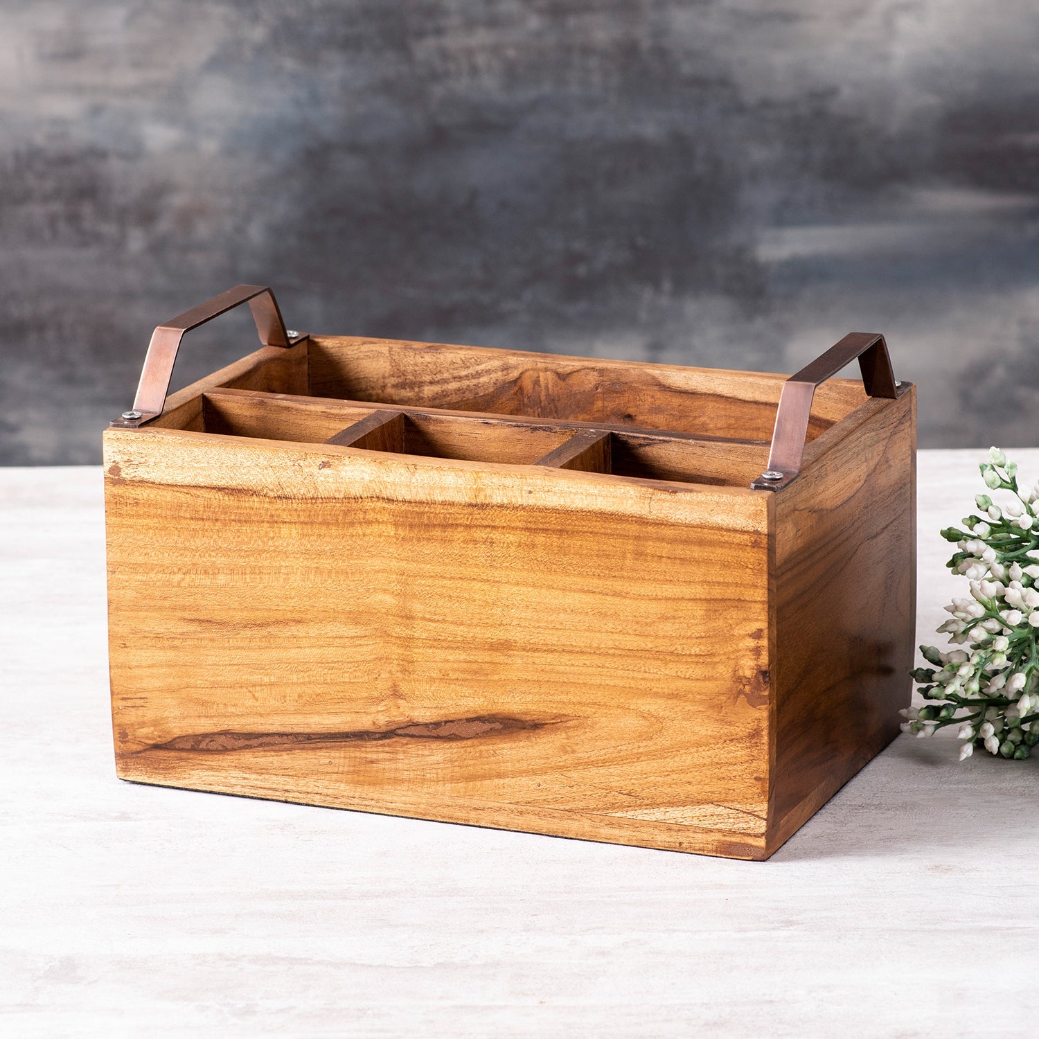 Inseparables Teak Wood Spoon Stand - Copper