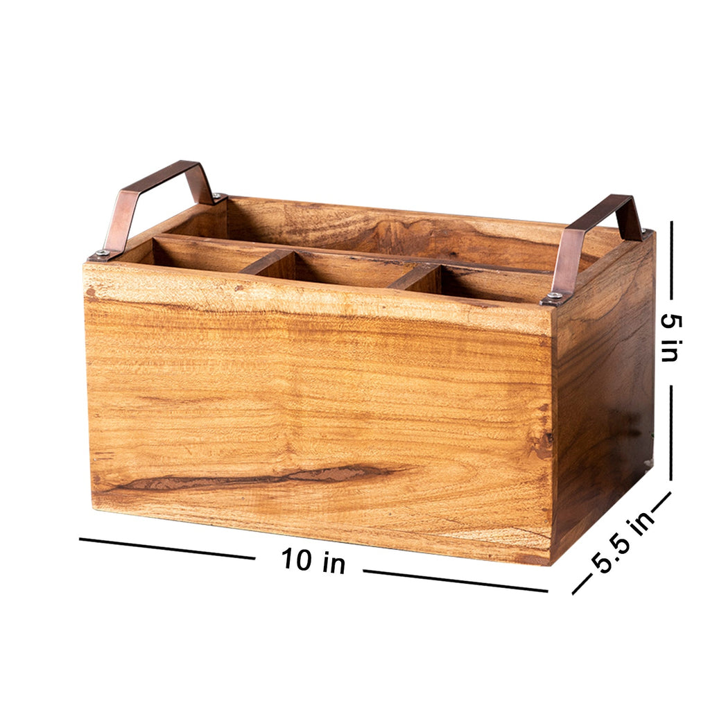 Inseparables Teak Wood Spoon Stand - Copper