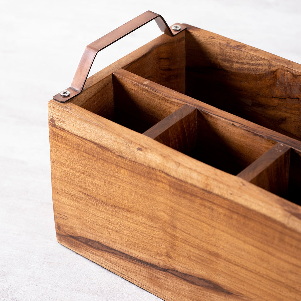 Inseparables Teak Wood Spoon Stand - Copper