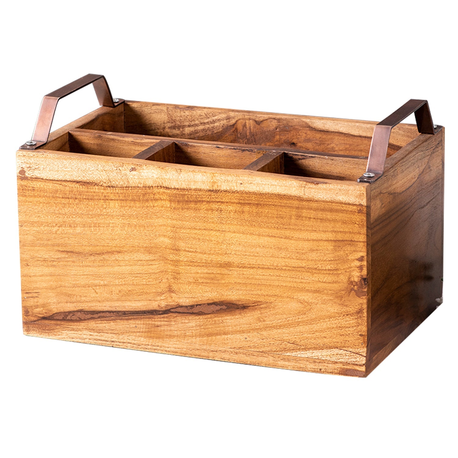 Inseparables Teak Wood Spoon Stand - Copper