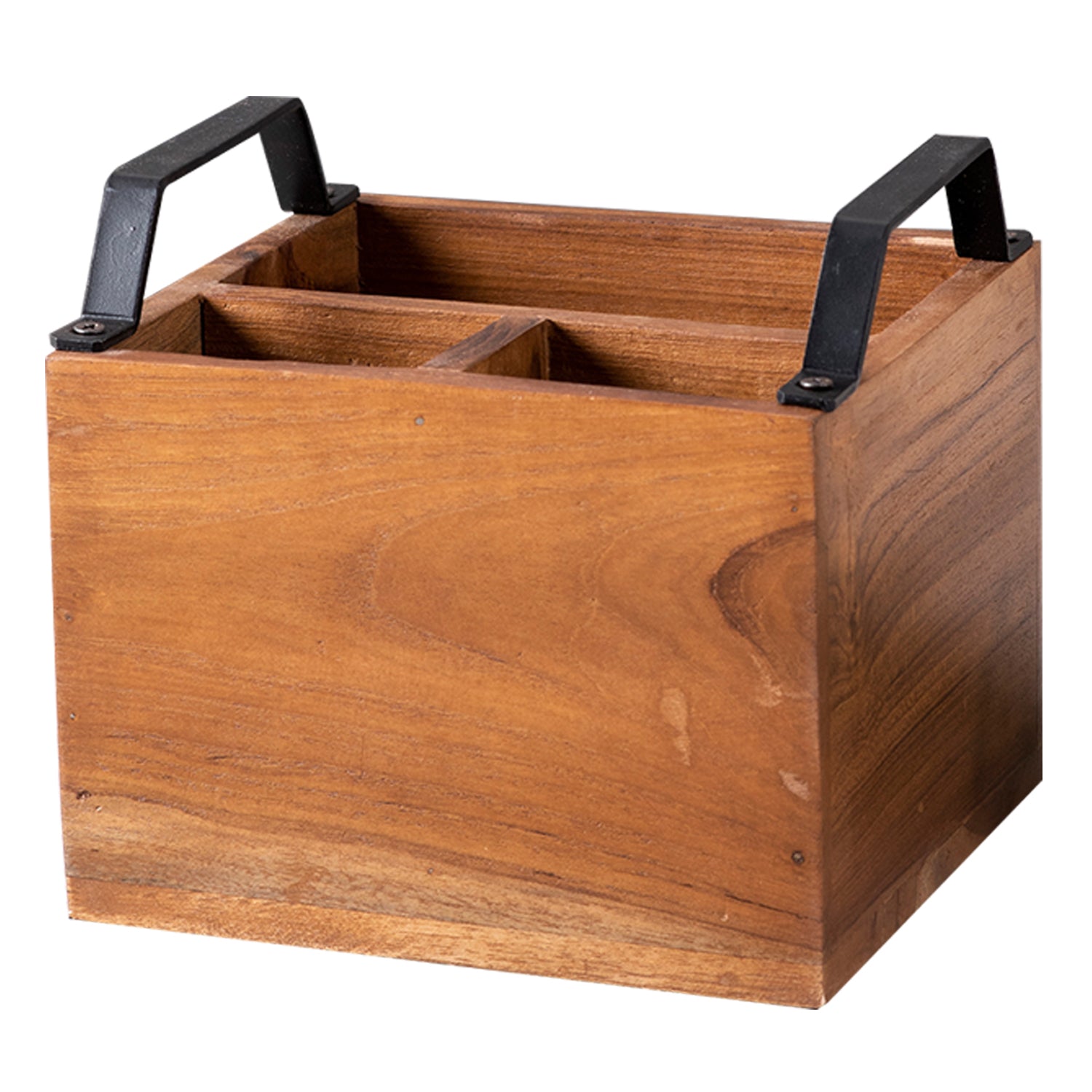 Inseparables Teak Wood Cutlery Holder - Black