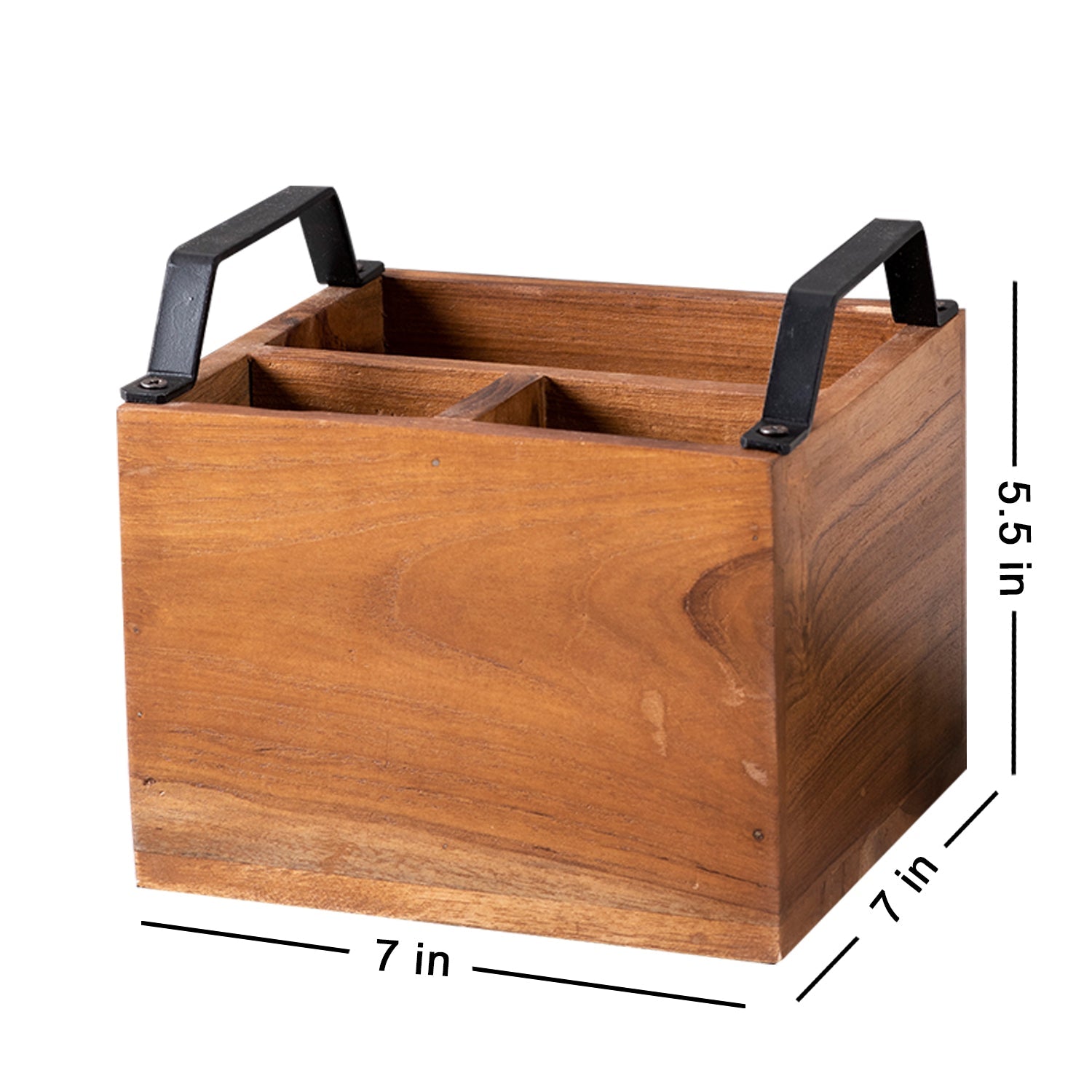 Inseparables Teak Wood Cutlery Holder - Black