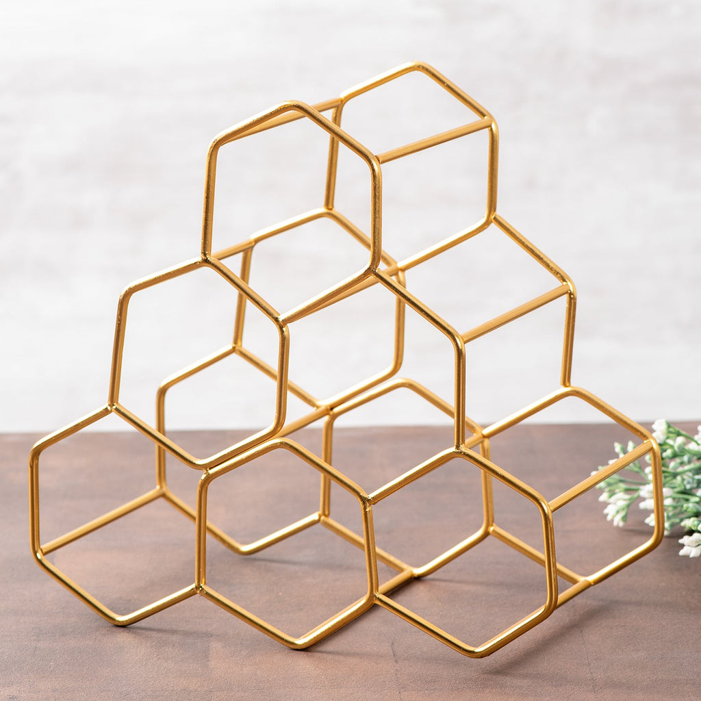 Genus 6 Bottle Wine Rack in Gold Color