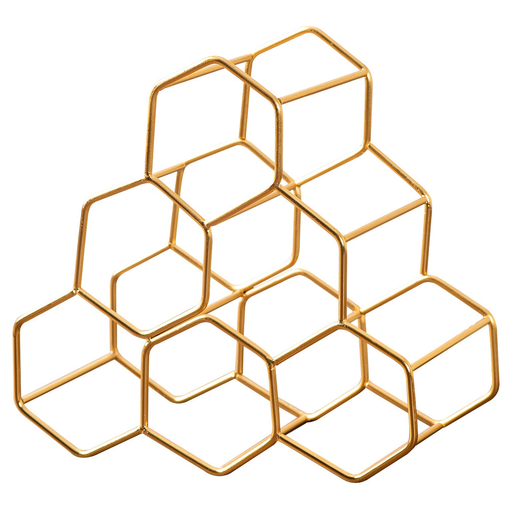 Genus 6 Bottle Wine Rack in Gold Color