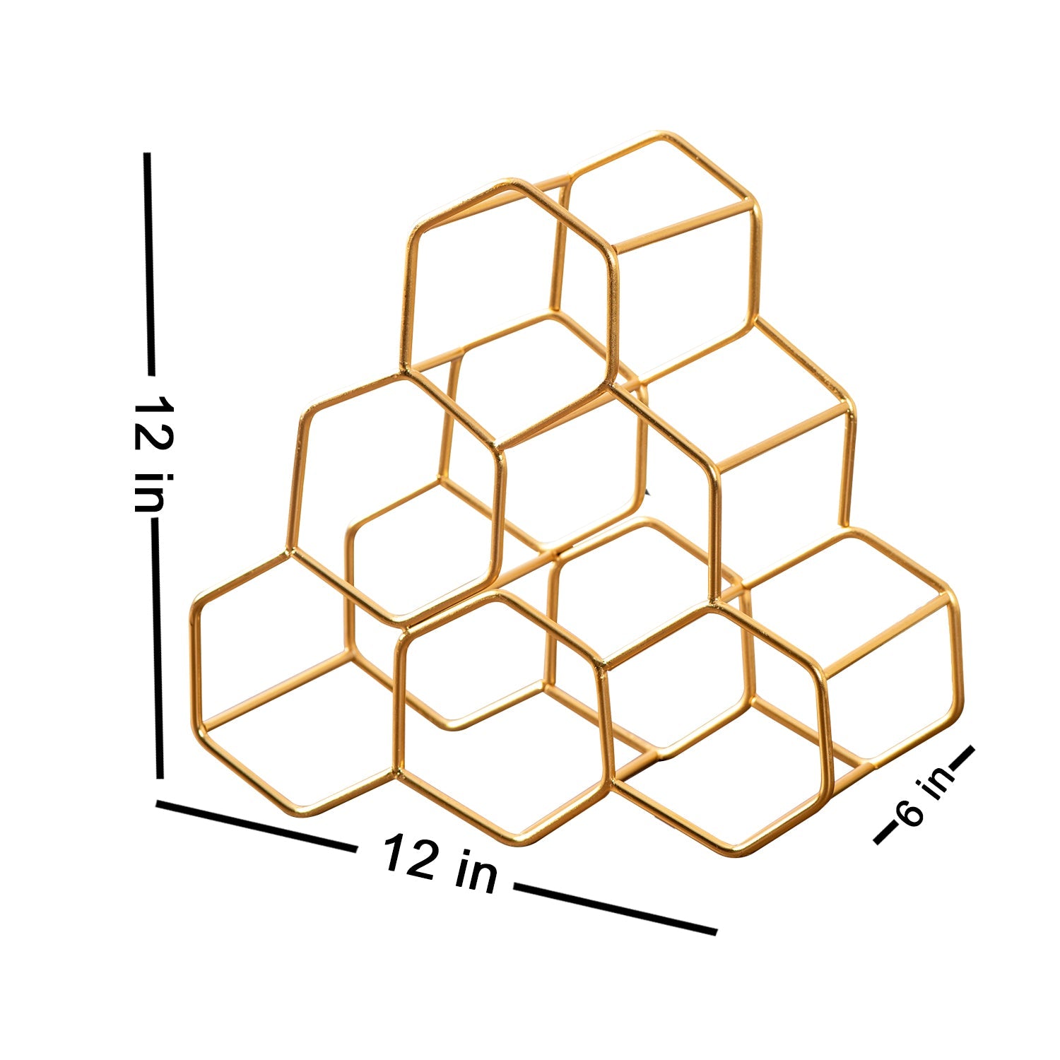 Genus 6 Bottle Wine Rack in Gold Color