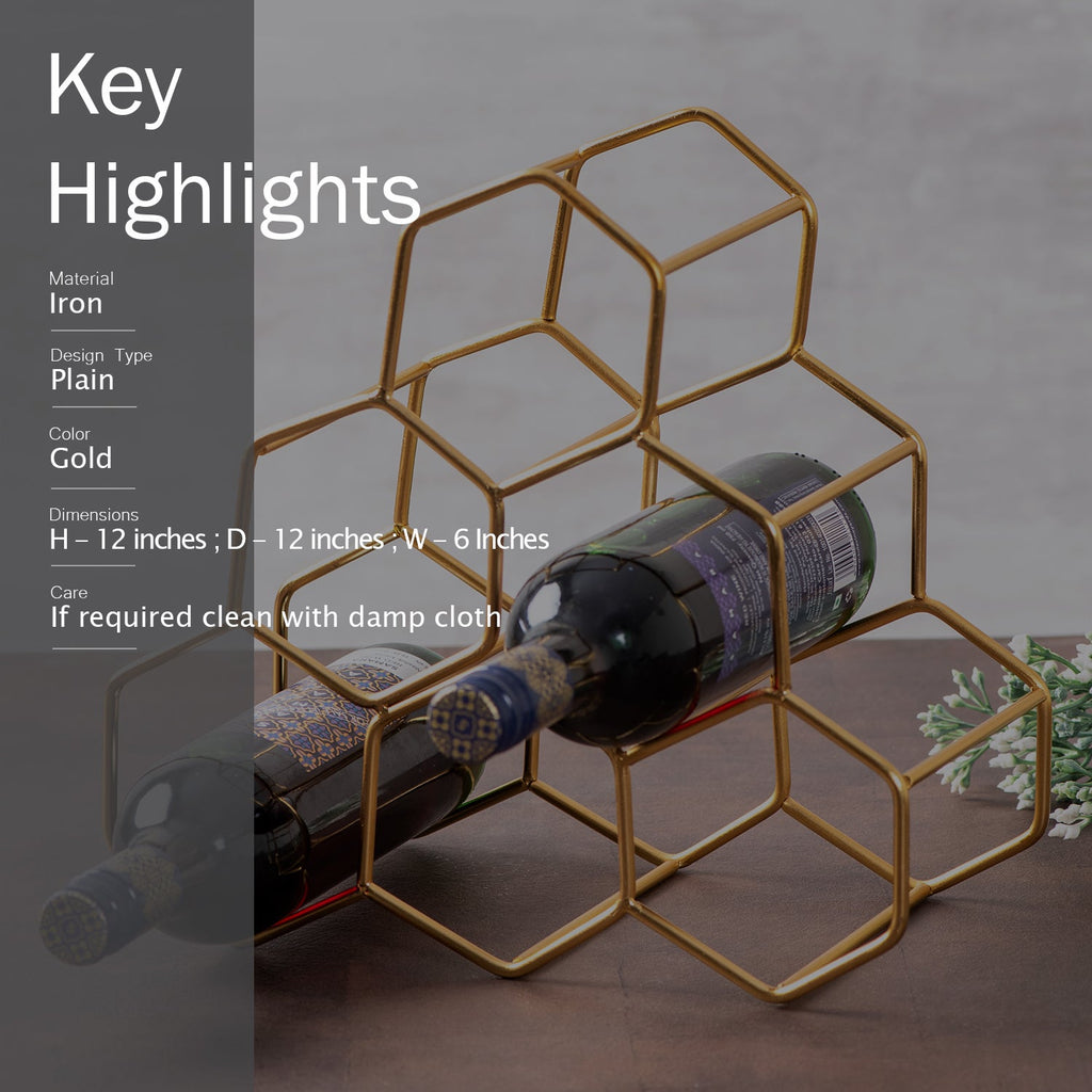 Genus 6 Bottle Wine Rack in Gold Color