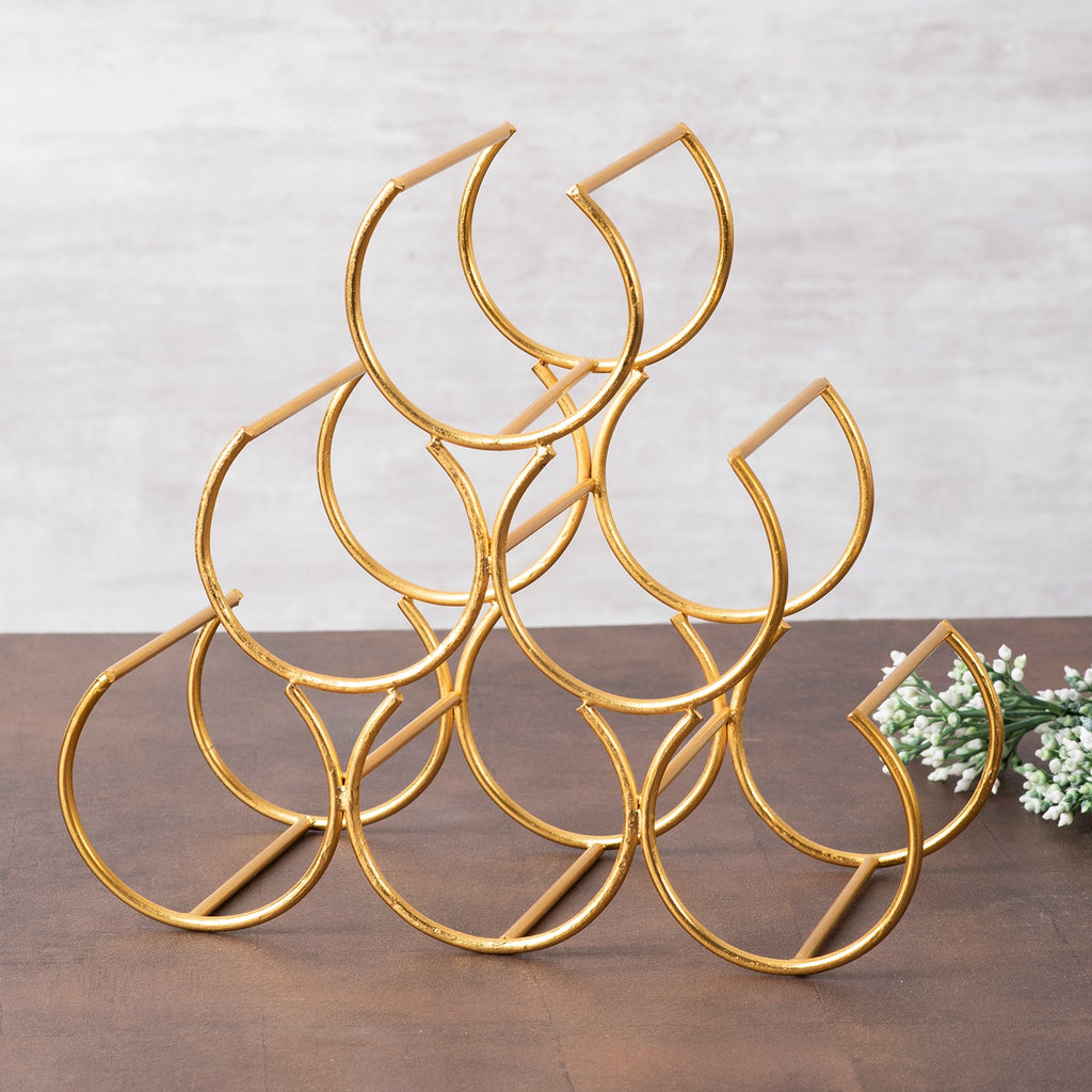 Genus Horseshoe 6 Bottle Wine Rack in Gold Color