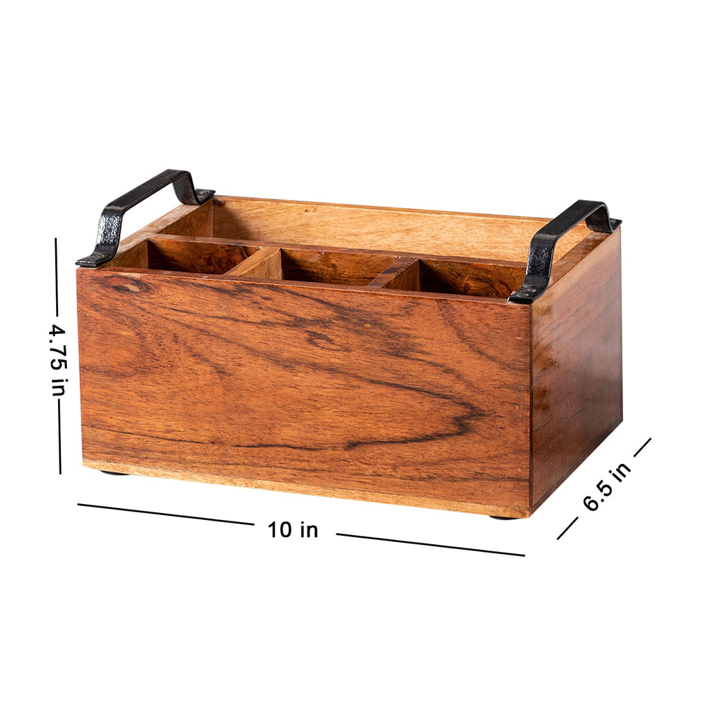 Inseparables Teak Wood Spoon Stand - Black