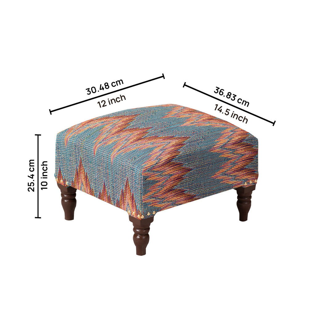 Crest Jacquard Wooden Footrests in Blue Color