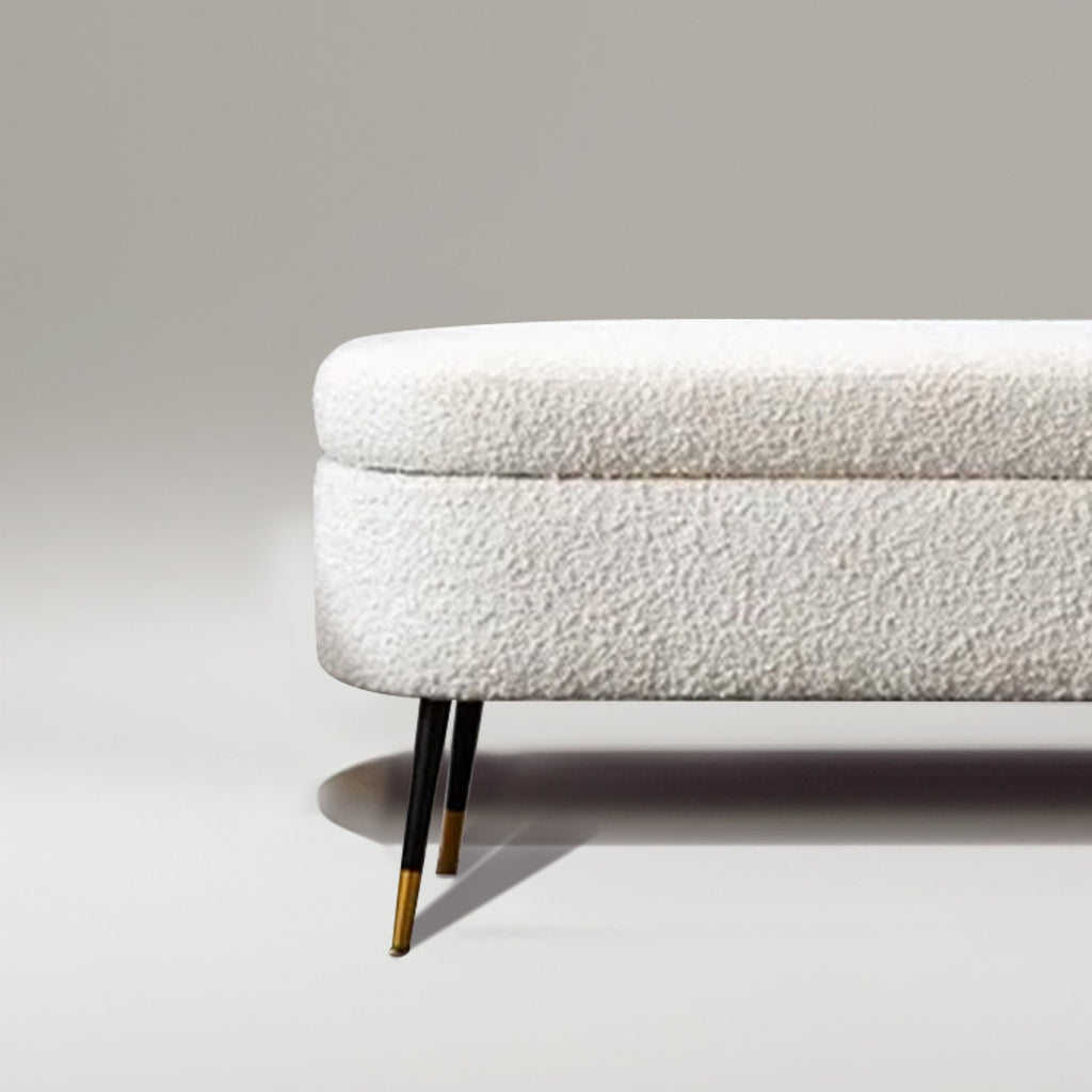 Ivory Escape Ottoman Bench With Storage | Nestroots