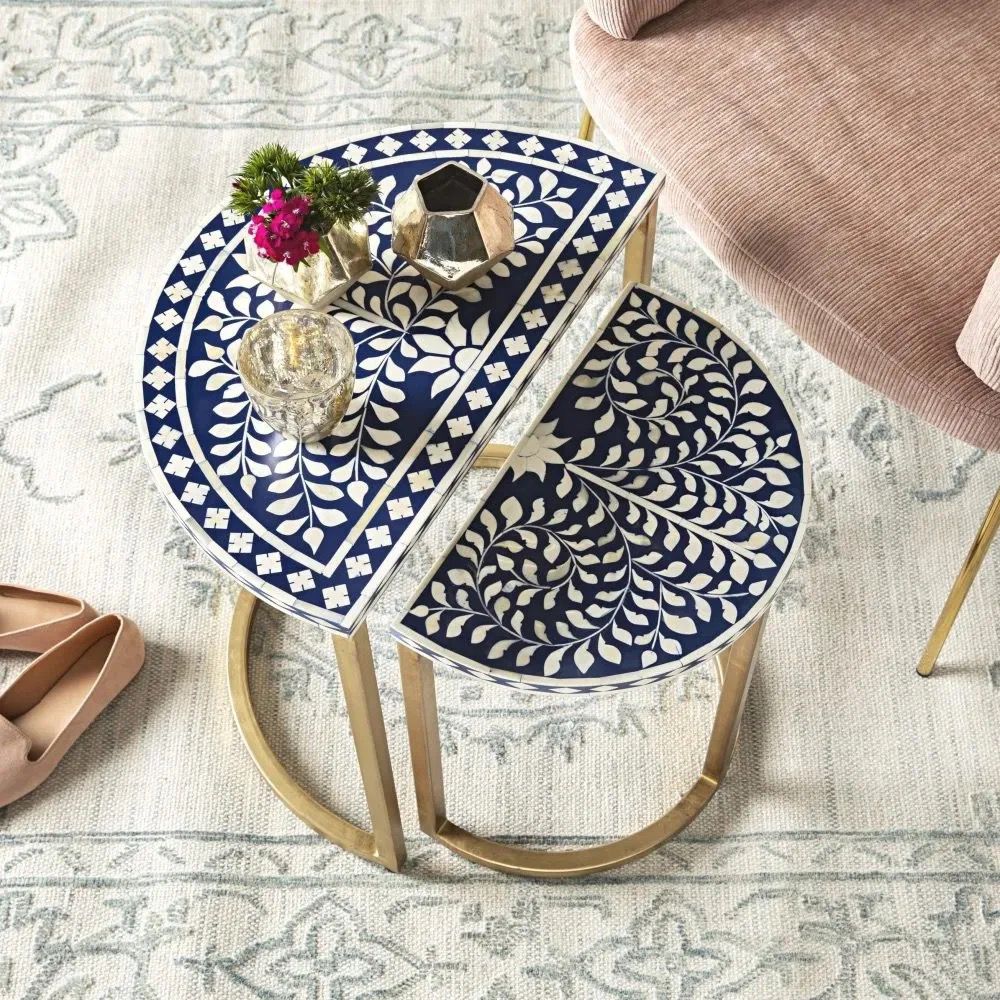 Nascent Moon Bone Inlay Side Table