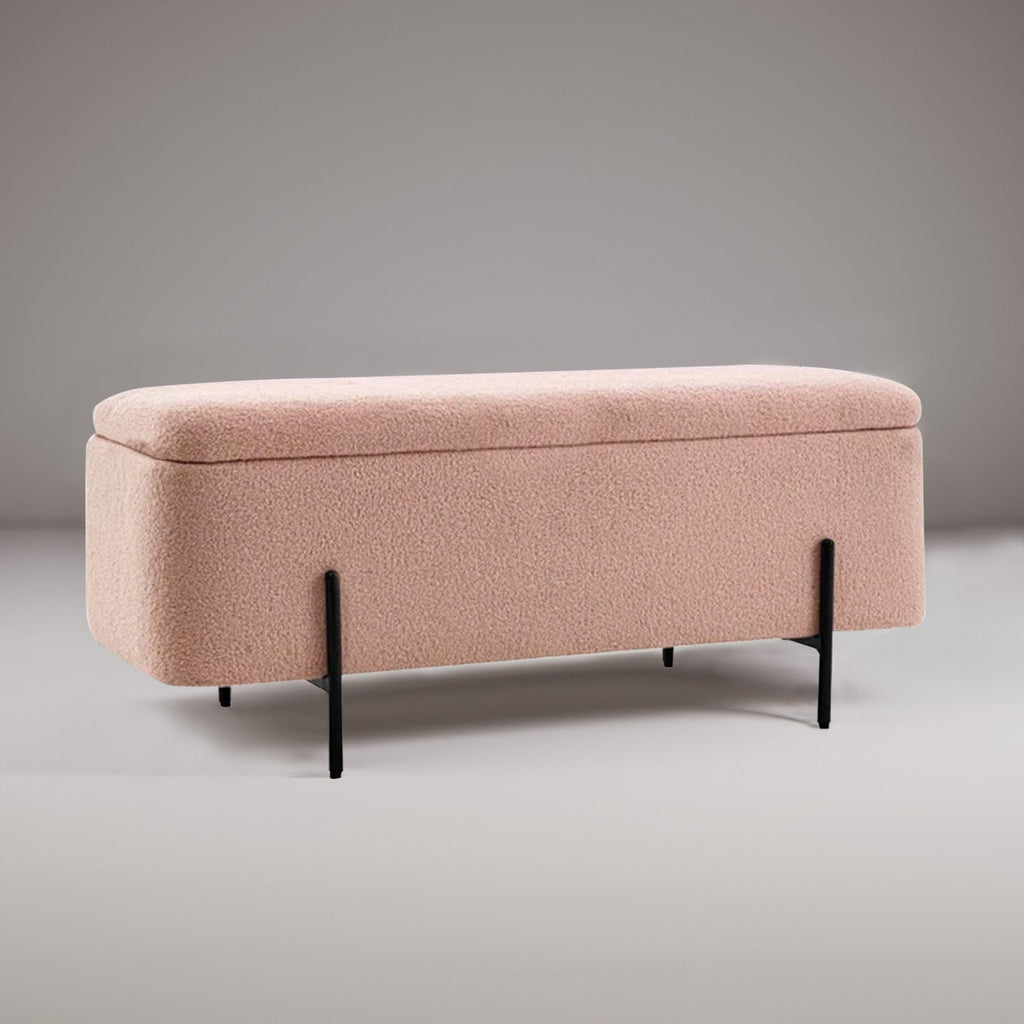 Petal Perch Pink Ottoman Bench With Storage | Nestroots