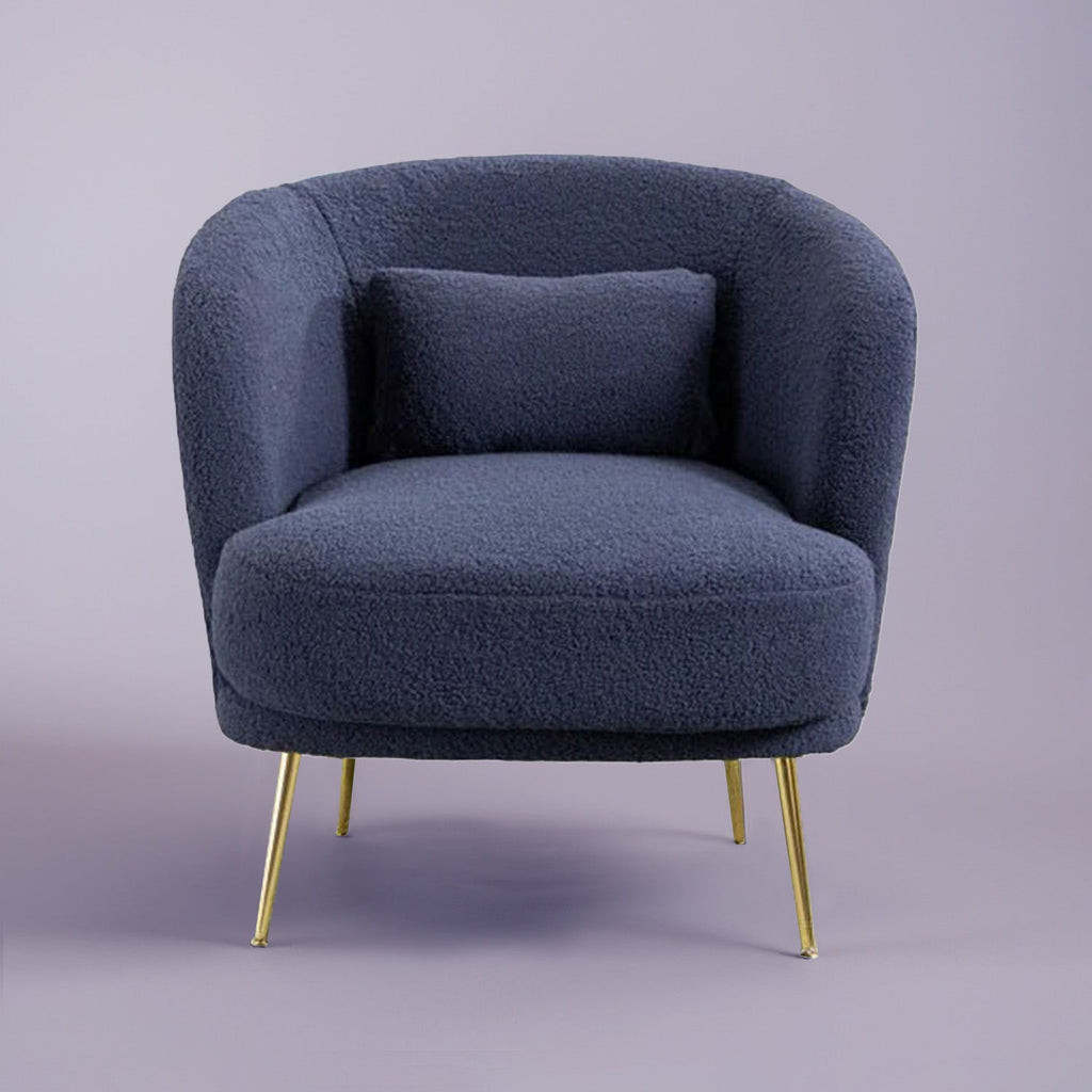 Plush Velvet Accent Chair Blue