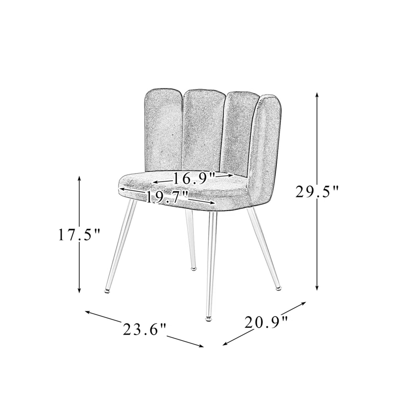 Elegant Velvet Petal Back Chair Grey