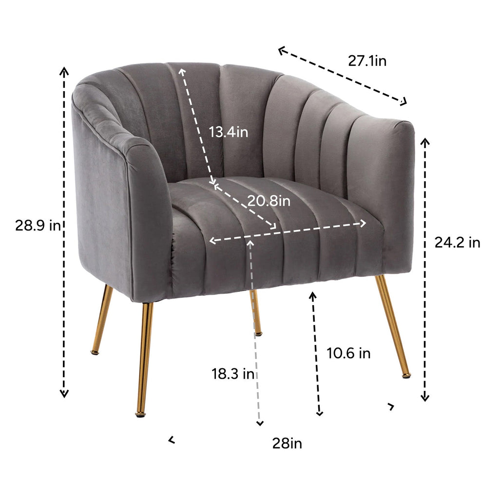 Velvet Stitch Lounge Chair Grey