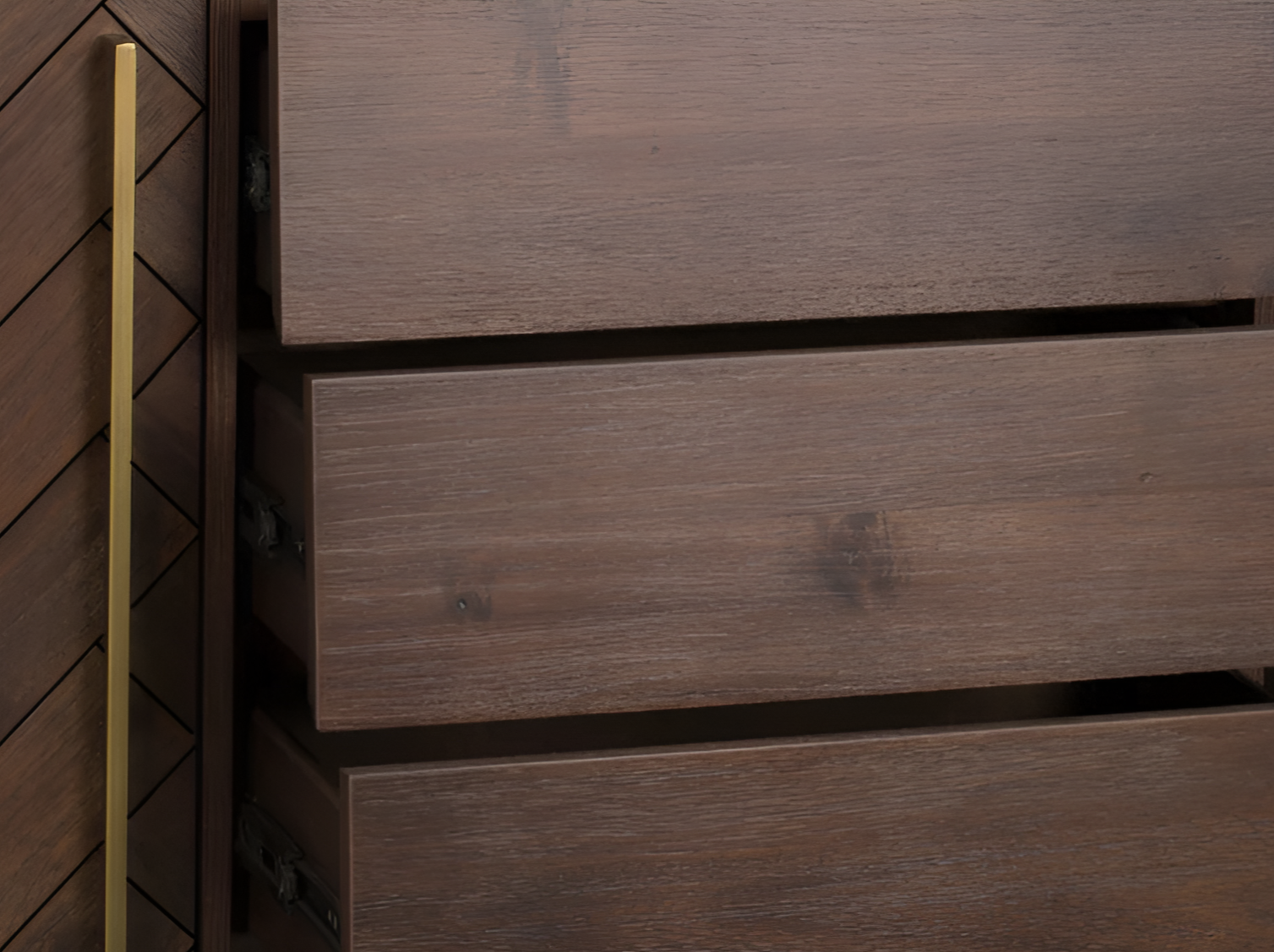 Sideboard, solid mango wood and steel, 3 drawers and 2 doors