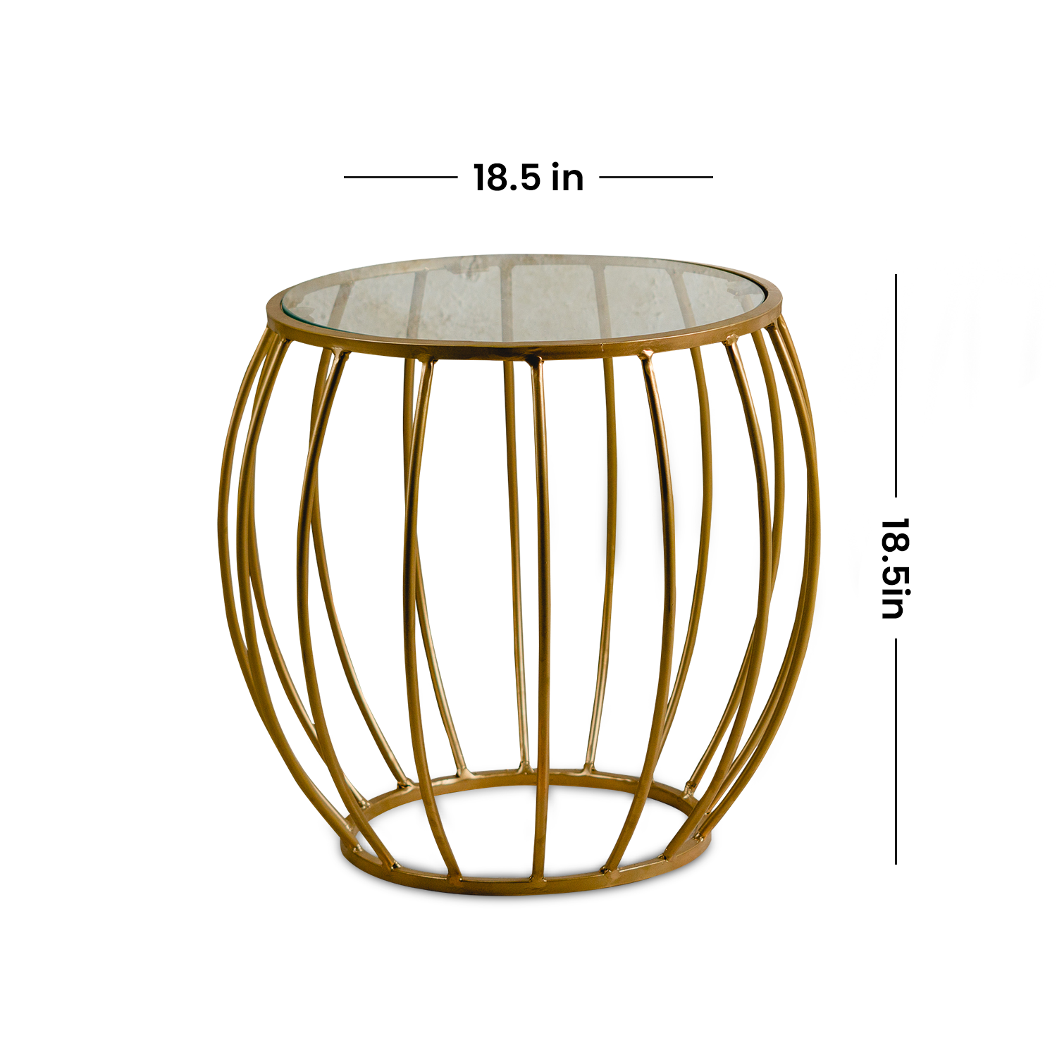 Contemporary Metallic Cage End Table in Gold Color