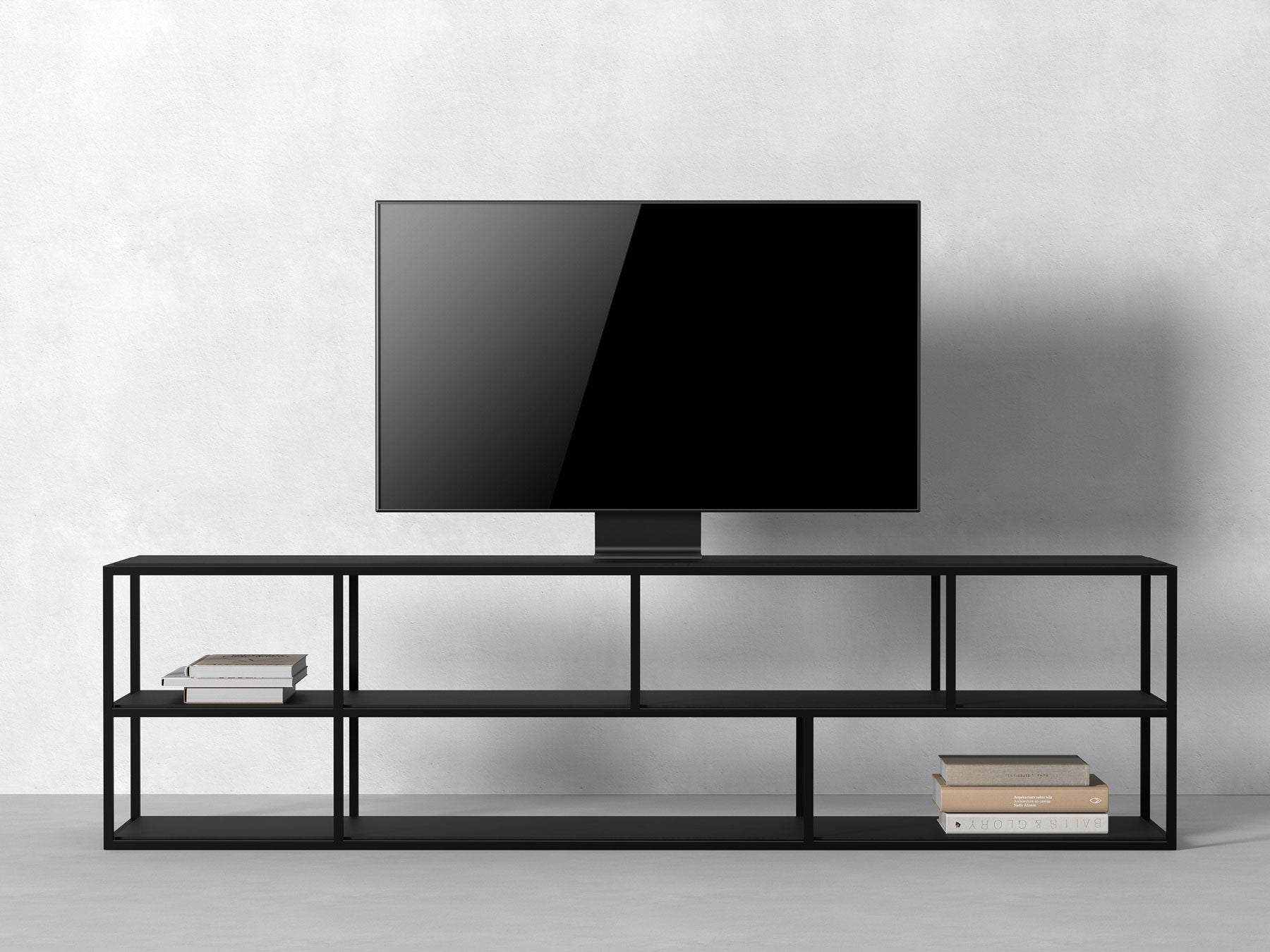 TV unit, solid acacia wood and steel