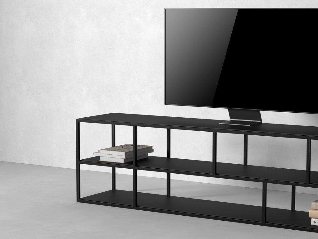 TV unit, solid acacia wood and steel