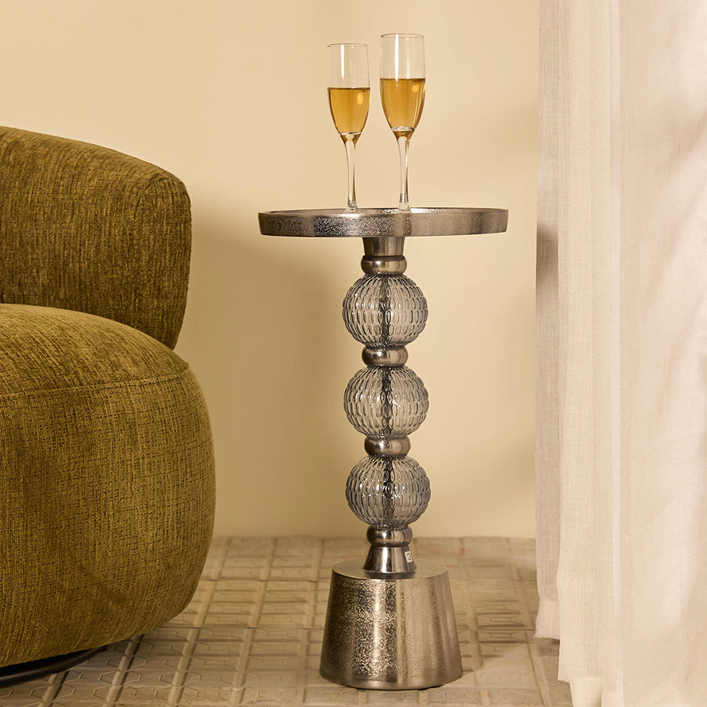 Scorsese Aluminium Drink Accent Table with Glass