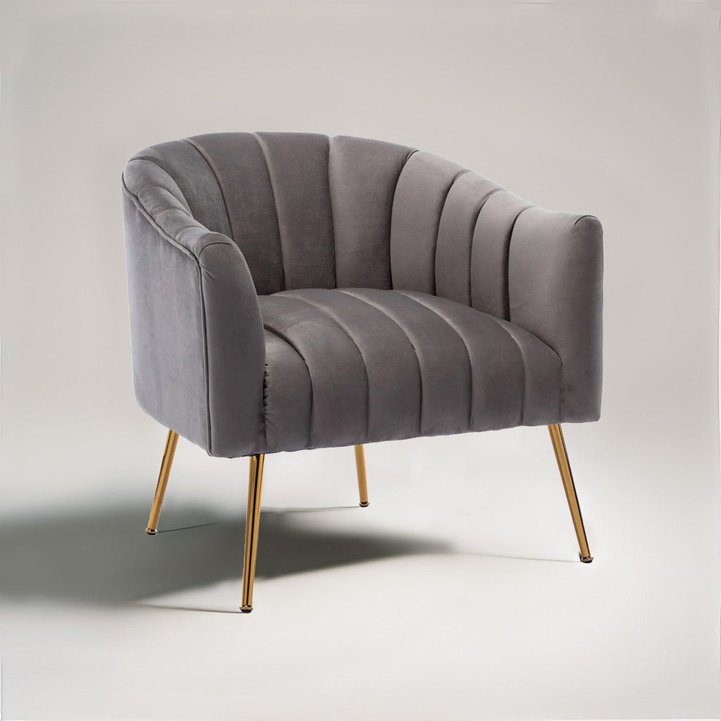Velvet Stitch Lounge Chair Grey