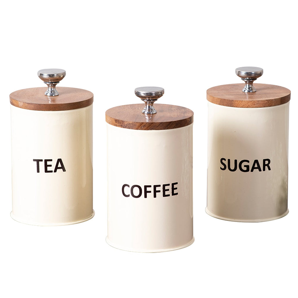 Cache Kitchen Canister Jars Cream - Set of 3