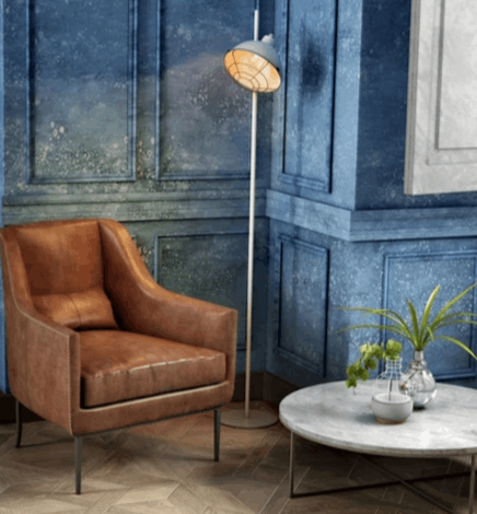 Ash Grey Modern Floor Lamp With Detachable Retro Grill