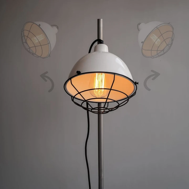 Ash Grey Modern Floor Lamp With Detachable Retro Grill