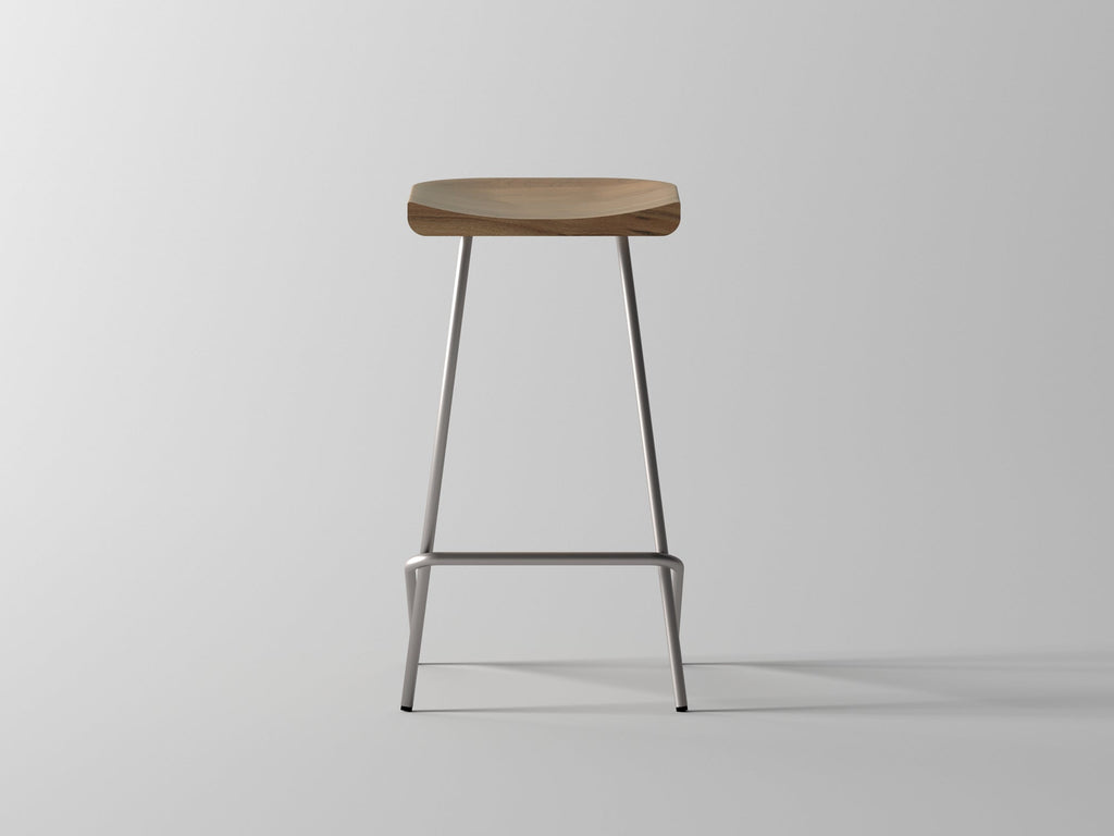 Bar Stool, solid acacia wood and steel