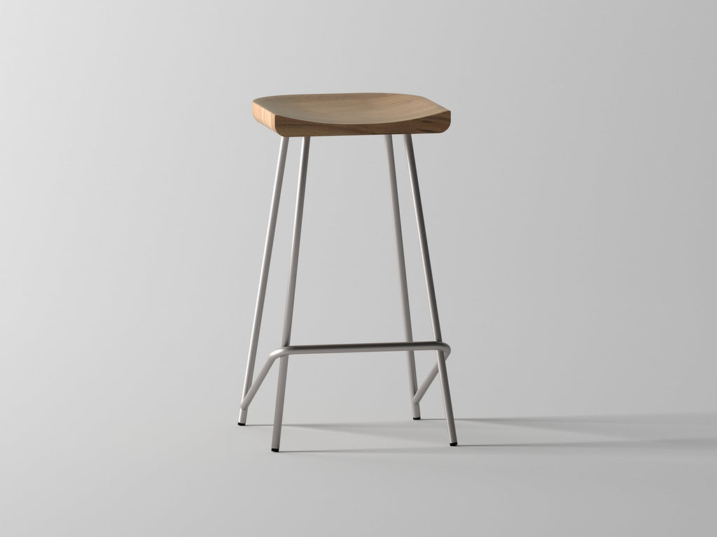 Bar Stool, solid acacia wood and steel